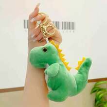 Pequeño llavero de peluche de dinosaurio, accesorio colgante para bolso escolar, muñeca - Verde - Ver 1