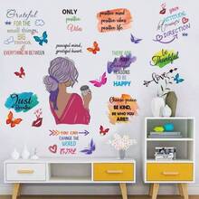 Inspirational Peel And Stick Vinyl Wall Decals - Multicolor Paint Splatter Splotches Stickers Walls - Motivational Saying Positive Quotes