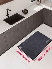 1pc Navy Blue Stripe & Letter Pattern, Minimalist & Fashionable Style, Approx. 3mm Thick Absorbent Kitchen Mat/Carpet Set, Washable, Suitable For Kitchen, Bathroom, Entryway, Laundry Room, Study, Living Room, Bedroom, Hallway