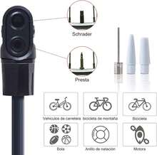 Diyife Foot Pump 42CM, 3 en 1 Bomba de Bicicleta, Presta y Schrader 2 en 1 Reversibles, Aguja de Bola Multifunción Boquilla de Lancha, Bomba de Aire 160PSI para Bicicleta,Bolas - Rojo y blanco - Ver 4