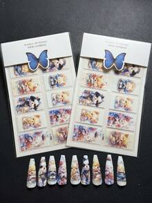 2packs Luxury Designer Special Original Design Watercolor Dog Nail Sticker L-058