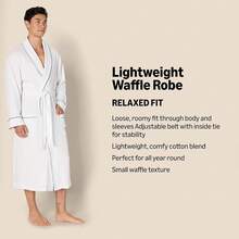 Essentials Men's Lightweight Waffle Bathrobe (Available In Big & Tall) - 淺灰色 - 查看 3
