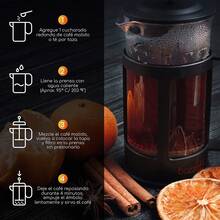 Prensa Francesa de Vidrio Lefzo - 350 ml, Manual, Ideal para Café Recién Molido, con Filtro Incluido - Vidrio con detalles en negro - Ver 5