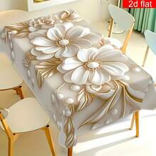 1pc 3D Embossed Floral Tablecloth, Modern Minimalist Nordic Style Home Decor, Rectangular Polyester Material, Washable & Reusable, Suitable For Daily Home, Dining Room, Living Room, Parties, Indoor/Outdoor Use - Multicolor - View 5