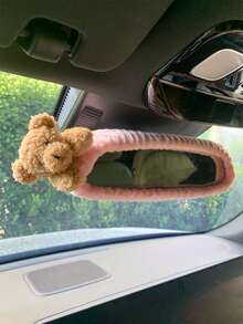 Cute Bear Design Automobile Rearview Mirror Cover, Cartoon Car Interior Decoration Accessories