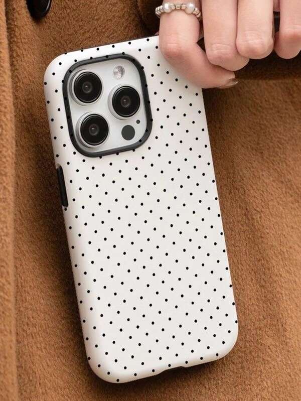 2-In-1 High Definition Polka Dot Pattern Phylon Apple Phone Case Suitable For IPhone 11 12 13 14 15 16 14 Pro Max 15 Pro Max 16 Pro Max 16 Pro, Minimalist & Personalized Holiday Gift For Family And Friends, Dual-Layer Design More Scratch-Resistant