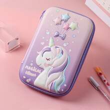 Estuche para lápices de gran capacidad con diseño de unicornio, caja de papelería 3D estereoscópica de EVA, nuevo modelo para estudiantes de primaria, estuche para lápices de niñas, estuche para lápices de comercio transfronterizo