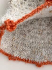 Mixed Color Knitted Bucket Hat For Women, Autumn/Winter, New Style, Large Head Circumference, Versatile, Simple, Natural Look, Fashionable, Compact, Warm Knitted Cap