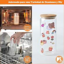 2 Piezas de Vasos de Vidrio de 16oz, Juego de Vasos de Vidrio con Tapa, Adecuado para Whisky, Café, Cerveza, Incluye 2 Pajitas de Vidrio y 1 Cepillo para Pajitas - 16 oz 6 piezas - Ver 6