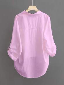 Áo sơ mi mỏng nhẹ, màu trơn, áo khoác cardigan chống nắng đa năng dành cho nữ, mùa xuân/hè. - Màu tím hoa cà - Xem 2