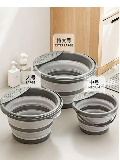 Cubos de plástico plegables con manijas pcs, macetas redondas plegables para la limpieza de casas y lavado de coches, macetas impermeables al aire libre para jardines o acampadas que ahorran espacio, cubos de pesca portátiles, dispensadores de agua
