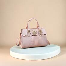 Bolso de mano con estampado de cocodrilo, bolso de hombro elegante de piel sintética con cremallera y correa ajustable para mujeres