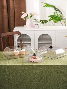 Plastic PET Material, Multi-Size Rectangular Display Trays With Dustproof Lids, Unbreakable, Reusable Fruit Plates, Desserts, Snacks, Cakes Trays, Suitable For Various Festivals, Weddings, Parties, Banquets - Transparent - View 2