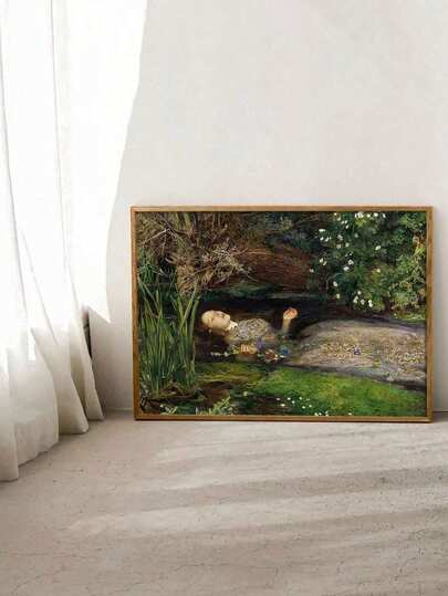 1pc Canvas Painting, Ophelia Drowning Art Print, Vintage Gothic Home Decor, Dark Academia Aesthetics, For Living Room Wall Decoration, Bedroom Wall Decoration, Canvas Wall Art Decoration, Frameless