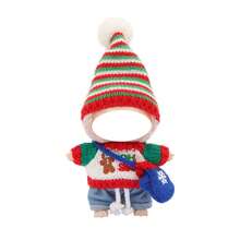 Christmas Knitted Hat, Sweater, Jeans Set, Paired With Gloves And Crossbody Bag. For Labubu, Christmas Holiday Outfit, Holiday Birthday Gift (Excluding Plush Doll)