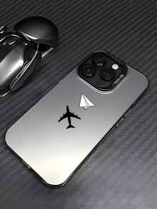 1pc Creative Paper Airplane Silver Tone Phone Case Compatible With Iphone 17/16 Pro Max/15 Pro/14 Pro Max/13/12/11, Dual Layer, Protective Cover - Black - View 6