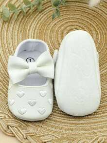 Zapatos de bebé bordados con forma de corazón para niños de 0 a 1 año - Blanco - Ver 4