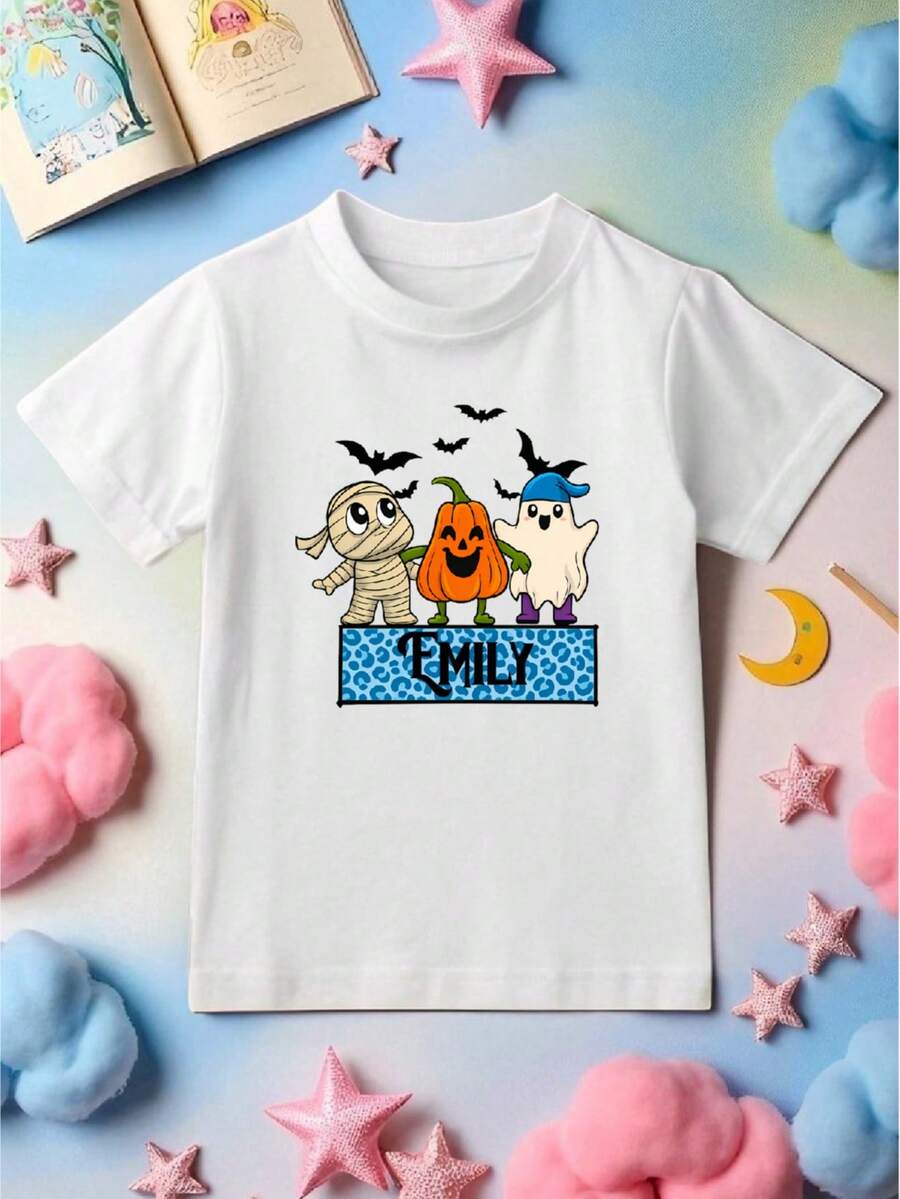 Personalized Boo Halloween Toddler Boys Shirt, Custom Halloween Kids T-Shirt Boys, Cute Ghost Baby Bodysuit, Customized Spooky Season Youth Sweatshirt, Pumpkin Cousins Kids Tee. CU-180 - 白色 - 查看 1