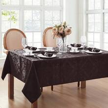 Home Fashions Caiden Elegance - Mantel de Tela de Damasco Impermeable, Resistente a Las Manchas y Arrugas, 60 x 84 Pulgadas, Rectangular/Rectangular, Gris Pardo - Negro - Ver 13
