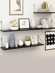 1 pieza Estantería flotante para pared para dormitorio|cocina|baño, estantería flotante de madera rústica montada en la pared con soportes invisibles para libros|almacenamiento|decoración