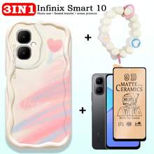 Für Infinix Smart 8 Bildschirmschutz, Keramikfilm, Weicher Film, farbige Creme Handyhülle, Creme Perlenarmband, Handyschlaufe, Smart 9, Smart 7, I Tel A50/A70, Smart 10