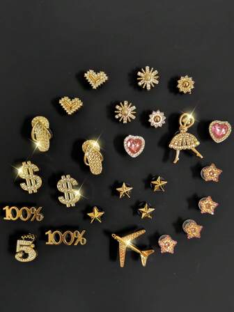 25 piezas Juego de decoración de zapatos con brillo para niñas, adecuado para sandalias, zuecos, zapatos de jardín y bolsos, hecho de material ABS duradero