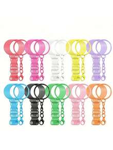 5/10/20/30pcs Colorful Keychain Package, Metal Round Split Key Ring Chain With Small Lobster Buckle, Craft Bag Pendant Making Accessories - Keychain - View 12