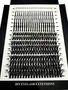 16 Rows Spiky Lash Clusters, Fluffy & Thick Lower Lashes, 320pcs, Cartoon Style Natural Spiky Cluster False Eyelashes, Fairy Cluster Fake Lashes, Delicate Cartoon Lashes, C/D Curl, 60D Mink Hair Individual Lash Extensions, Full Coverage, DIY Lash Extension At Home - Black - View 3