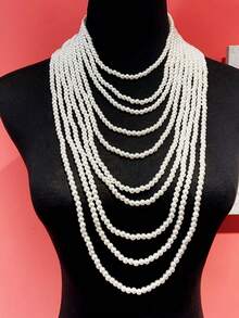 Elegante collar de perlas falsas multicapa, gargantilla de perlas nupcial y de boda para mujeres, accesorios clásicos de perlas para vestidos de noche de fiesta y baile de graduación