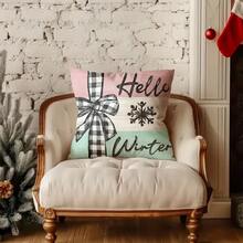 4 buc. fețe de pernă de Crăciun, material textil moale din poliester, stil modern, cu model cu reni și Moș Crăciun, imprimare pe o singură față cu fermoar, lavabilă la mașină, decor pentru casă și dormitor (inserția de pernă nu este inclusă)