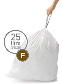 simplehuman Code - Paquete de unidades, bolsas de basura con cordón, 30-35 litros, 8-9 galones, color blanco - Código F - Ver 4