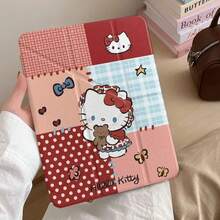 Sanrio 1 Funda para tableta Sanrio, a cuadros de lunares Hello Kitty, Funda para tableta