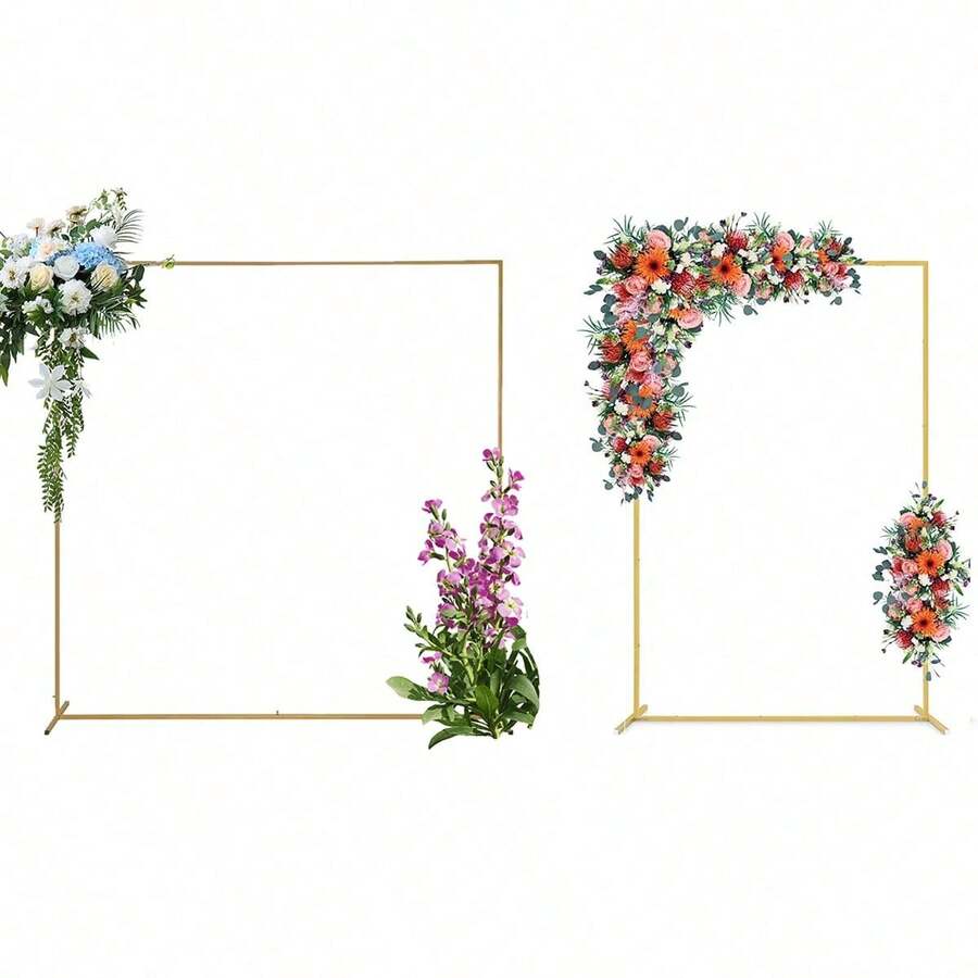 Soporte de arco dorado, arco de boda, soporte de arco de metal cuadrado y rectangular para globos, marco de arco de jardín para boda, fiesta de cumpleaños, decoración de fondo para photocall