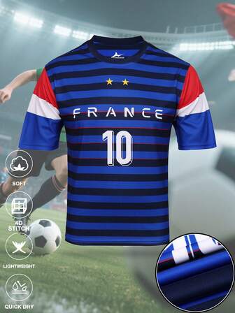 SURUIDA Camiseta de fútbol de Francia Nº 10 para hombres de manga corta, camiseta deportiva cómoda adecuada para partidos de equipo, deportes casuales y uso diario, verano