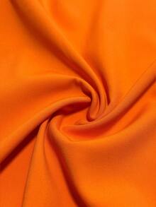 Men Solid Color Button Design Business Formal Long Sleeve Shirt, Fall - Orange - View 5