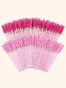 100pcs/50pcs/10pcs Disposable Mascara Wands, Nylon Bristle Eyelash Brush Spoolies, Unscented Eyebrow Extension Applicator With ABS Plastic Rod, Normal Skin Compatible - Pink And Black Wand Set