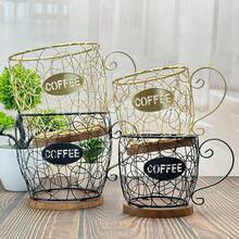 Large & Small Size Woven Wood & Iron Wire Art Coffee Basket, Kitchen Coffee Corner/Dining Table Decor