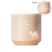 1 pieza Taza de espresso de cerámica, taza de té, diseño hueco creativo, estilo del desierto de Oriente Medio, árbol de coco de camello, la belleza del arte del vasto desierto, taza simple y exquisita de alta gama, resistente a altas temperaturas, sensación cómoda, alta calidad, taza de té para oficina y hogar, muy adecuada para uso personal o regalo
