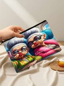 1 Borsa cosmetica reversibile con due motivi a tema nonna, borsa da toilette da viaggio a doppio strato con tasche interne, portamonete per uso domestico, custodia per articoli di cancelleria per studenti, regalo ideale per Natale, Ognissanti, compleanni, cerimonie di laurea, per donne, amici, famiglia, bambini, borsa per forniture scolastiche, organizzatore per cavi da viaggio e cosmetici