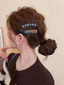 1pc/2pcs Solid Color Casual Acrylic Heart Shaped Barrette, Sweet Front Bangs Clip Hair Accessory, Claw Clips, Hair Slide, Hair Barrettes