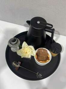 1 件黑色圆形托盘，简约家居储物、花盆底座和烛台 - 黑色 - 查看 5