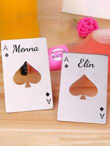 Ouvre-bouteille de bière avec logo de texte personnalisé, ouvre-bouteille en acier inoxydable créatif en forme de pelle et de carte à jouer, tire-bouchon de vin pour la maison