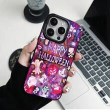 1pc Funda de Teléfono Apple de Halloween Fantasma Calabaza Búho Cráneo Negra con Agujero Grande, con Buena Textura y Función Antigolpes, Material TPU Resistente a la Suciedad, Protección Engrosada Antigolpes Antideslizante, para IPHONE Iphone17/17Air/17Pro/17Promax/16/16Plus/16Pro/16Promax/15Pro/15Plus/15Promax/15/14Plus/14Promax/14Pro/14/13Pro/13Promax/13/12Pro/12Promax/12/11Promax/11/X/Xs/ Xsmaxphonecase, para la Serie Iphone, Proporciona Protección para la Lente, y como Funda Protectora, Adecuada para - Blanco y Negro - Ver 3