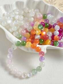 50 件梦幻春夏银河闪光圆形树脂珠，DIY 手链首饰制作用品