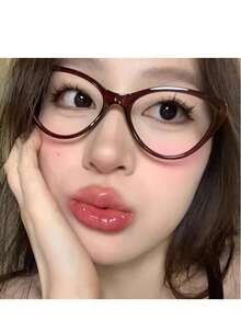 1 Pair Women's Blue Light Deflecting Glasses - Sleek Cat Eye Big Frame Eyewear For Computer Use & Vision Protection | Back To School, Fall, Christmas - Brown - View 2