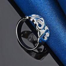 1 件 925 纯银奢华吊坠精致 6-10# 心形戒指女士圣诞婚礼最佳珠宝情人节配饰派对礼物 - 銀色 - 查看 3