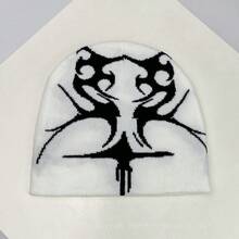 1 件秋冬美国街头风格提花火焰针织帽,温暖时尚个性化滑雪帽秋季 - 彩色 - 查看 16