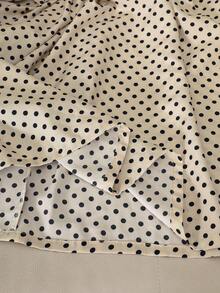 2pcs/Set Teen Girls Polka Dot Bow Long Sleeve Top + Polka Dot Pleated A-Line Skirt, & Elegant Bridesmaid/Holiday Outfit - Apricot - View 8