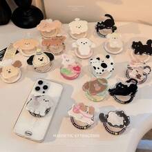 Original Korean Style Funny Animal Zoo Magnetic Holder, Classic Personalized Desktop Airbag Suitable For Phone/Tablet Telescopic Stand, Pop-Up Socket Phone Grip, Phone Accessories, Phone Decoration, Phone Essentials, Phone Pull-Out Stand, Phone Grip, Small Gift For Lover, Relatives, Friends Compatible With IPhone, Android Phone, Gift For Birthday, Family, Friends Push-Pull Phone Grip Phone Holder - Multicolor - View 4