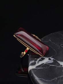1 pieza Anillo rectangular de lujo exquisito con piedra roja grande, de acero inoxidable 316 dorado, elegante para mujer, regalo para fiesta, banquete o cita